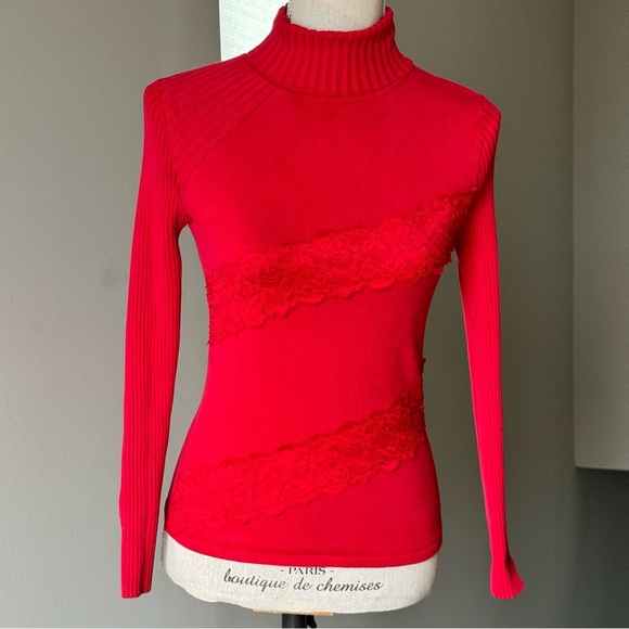 VERMANI Silk Blend Top with Lace Details - M - Picture 1 of 9